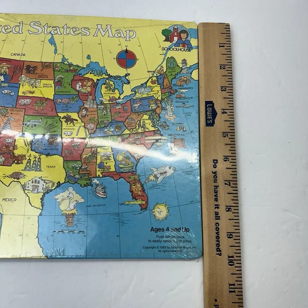 Vintage Random House United States of America Picture Puzzle Landmark World Map